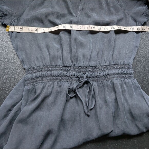 Bella Dahl Frayed Smocked-Waist Dress Lightweight Tencel Boho Fringe Medium - Picture 6 of 11